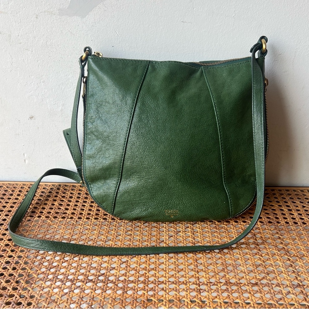 Fossil Green Leather Crossbody Bag
